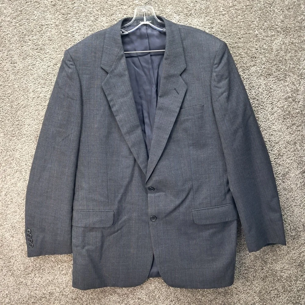Glenshire Mens 43L Grey Plaid Worsted Wool 2 Button Blazer Sport Coat Israel